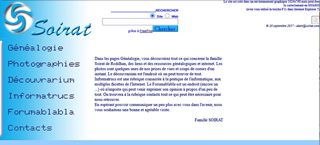 Capture du site soirat.com en 2001